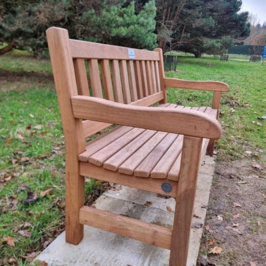 Secured with a concrete base, our bench at the Yorkshire Arboretum