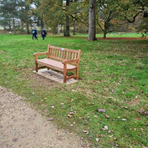 Secured with a concrete base, our lakeside wooden bench at the Yorkshire Arboretum