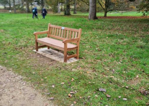 Secured with a concrete base, our lakeside wooden bench at the Yorkshire Arboretum