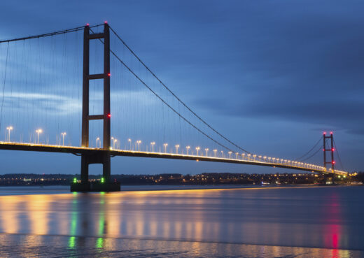 Humber bridge at night