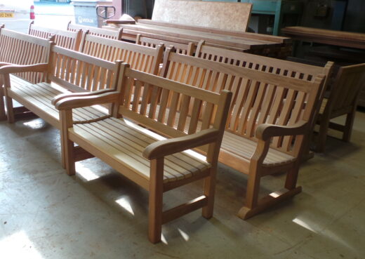 Batch of wooden benches for london