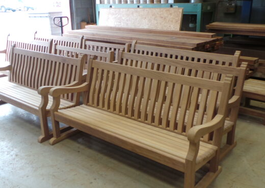 Wooden benches heading for royal parks london