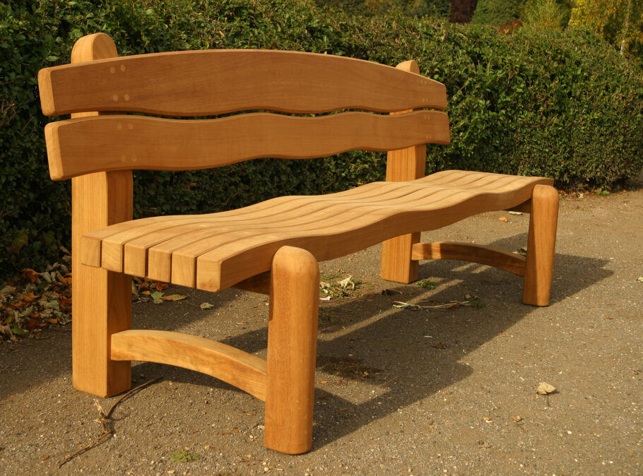 The Waveform wooden garden bench