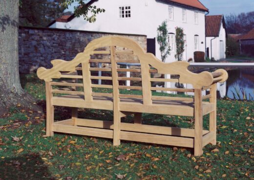 The wooden Lutyens bench from behind