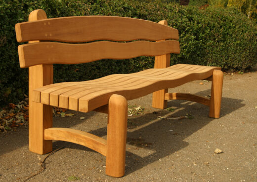 The Waveform wooden garden bench